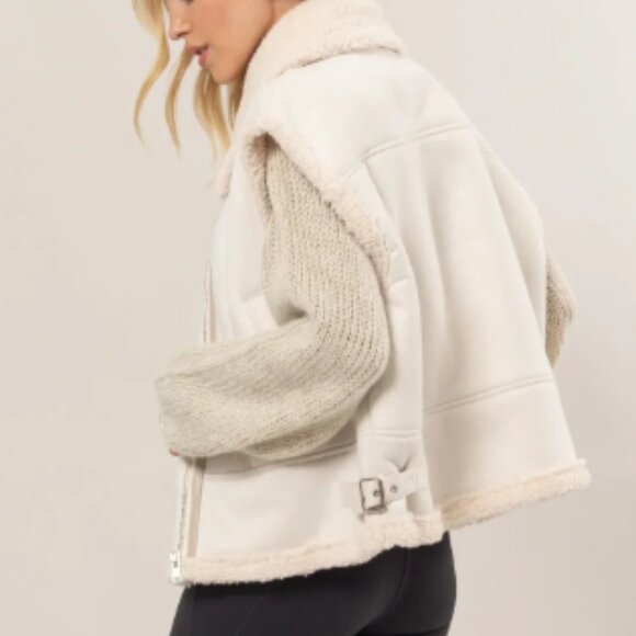 Sherpa Lined Suede Zip Up Fleece Collar Casual Vest - Picture 3 of 4